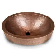 Monarch Abode Bathroom Sink 17" Hand Hammered Skirted Vessel,Pure Copper, Brown