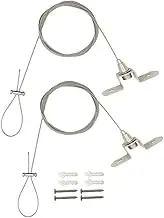 Adjustable Picture Hanging Wire,2Pcs Heavy Duty Mirror Hanging Wire,Picture Rail Hanging System,Stainless Steel Hanging Wire Rope,Picture Hanging Wire Wire with Loop and Hook for Mirror,Picture,2 Hole
