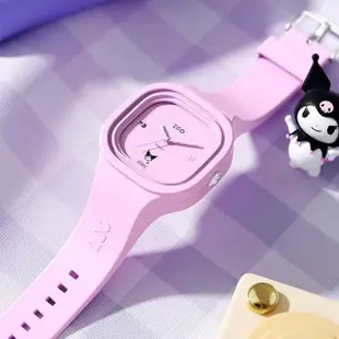 【SANRIO 三麗鷗】酷洛米簡約方形防水夜光石英錶(兒童 學生 手錶)