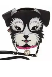 $88 Betsey Johnson KITSCH FRITZY PUPPY Scottish Terrier Crossbody squeaks Bup2