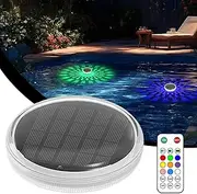 Solar Rechargeable Floating Pool Lights, IPX-7 Waterproof Pond Light with Remote Control, 9 Lighting Changing and 3 Timing Modes, for Ground Pool, Bathtub, Pool Party