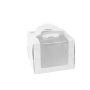 Portable Cake Boxes White Paper Display Window Packing Case Party with Handle 4inch