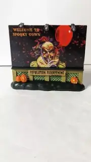 Custom Lemax Spooky Town lighted Billboard Evil Welcome To Spooky Town Clown