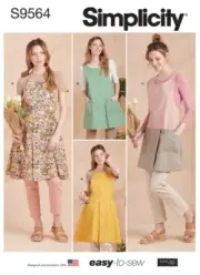 SIMPLICITY SEWING PATTERN 9564 MISSES XS-XL EASY CROSS BACK & HALTER NECK APRONS