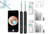 2Pcs Ear Cleaner Ear Wax Remover Ear Camera Cleaning Removal Pick Tool Visual Scoop with Base-Black