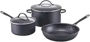 RACO Eclipse 3-Piece Nonstick Cookware Set, Induction, Gas and Electric Compatible, Dishwasher Safe, Oven Safe to 200C/400F, Matte Black