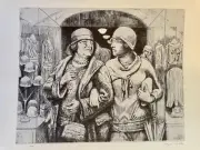 Kenneth Hayes Miller Plate "Women Shopping" Signed Lithograph Print 1930s Repro