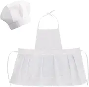 Newborn Photography Prop Cute Baby Chef Outfits Shoot Props for Boys Girls 5-12 Months White Chef Hat Apron Set Studio Little Chef Costume Infant Toddler Cosplay Party Costumes (5-12 month girl)
