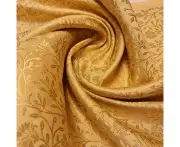 (Gold) - Floral Gold Metallic Indian Banaras Brocade Waistcoat Dress Curtain Fabric 150cm (Pre Cut 1 Metre) (Gold)
