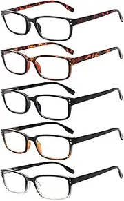 Computer Reading Glasses 5 Pack Blue Light Blocking Glasses Anti Eyestrain Flexible Readers for Women Men
