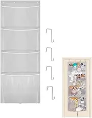 HIDOSNG Stuffed Animal Storage,Over Door Organizer with 4 Large Pockets Hanging Mesh Bags Plush Toys Holder for Bedroom Nursery