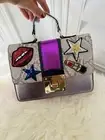 NWT Aldo Novelty Fun Sparkling Lip Lipstick Stars Top Handle Chain Crossbody Bag