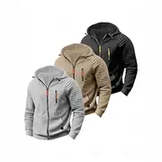 Men's Zip Up Hoodie Zip Sweatshirt Black Khaki Gray Hooded Plain Zip Up Zipper Front Pocket Sports Outdoor Casual Daily Streetwear Cool Designer Spring Fall