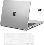 MOSISO Compatible with MacBook Air 13 inch Case 2025 2024-2022 M4 A3240 M3 A3113 M2 A2681 Touch ID, Plastic Hard Shell Cover & Keyboard Skin & Webcam Cover for MacBook Air 13.6 inch Case, Frost