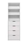 NNEDSZ GENEVA 3 SHELF 4 DRAWER BUILT IN WARDROBE - WHITE - FLUTED - PULL BLACK