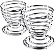 2 Pieces Metal Spiral Spring Wire Tray Egg Cup Storage Holder Stand Kitchen Tool Silver Very Practical and Popular