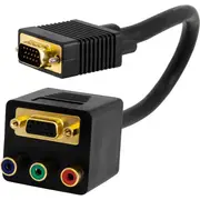PRO2 LC6092 VGA Plug To 3Xrca and VGA 30Cm Socket- VGA To Component Lead Gold-Plated VGA 15 Pin