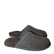 NIB UGG WOMEN'S PEARLE MICRO CHEETAH PRINT GRAY SUEDE SHEARLING LINED SLIPPERS