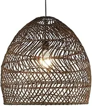 Nordic Lighting Pendant Lamp Hand-Woven Natural Rattan Light Fixture Rustic Woven Large Kitchen Hanging Light, 1 Light Boho Bedroom Bamboo Willow Ceiling Light Chandelier, Lamp Shade