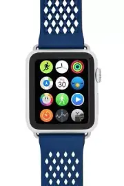Noomoon LABB Rubber Interlocking Watch Strap for Apple Watch in BLUE with SILVER