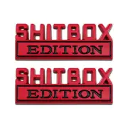 2x Red & Black Shitbox Edition Car Emblem Metal Sport Logo Racing SUV Auto Badge (for: Honda Civic)