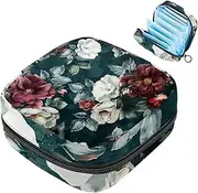 Period Bag,Sanitary Napkin Storage Bag,Vintage Peony Flower,Tampon Holder for Purse