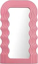Mokoze Wavy Mirror Irregular Border Makeup Mirror for Wall-Mounted and Dressing Table Mirrors,Room Decor for Living Room Bedrooms and Mirror for Desk (Pink), 16.06/''x10/''