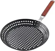 Foldable Round Frying Pan,Outdoor Camping Frying Pan Picnic BBQ Heat Resistant Steak Grilled Skillet BBQ Frying Pan Non Stick Barbecue Basket Comfortable Handle