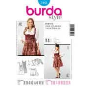BURDA SEWING PATTERN 7443 MISSES 10-24 GERMAN DIRNDL DRESS BLOUSE APRON COSTUME