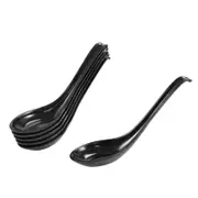 Soup Spoons,6 Pcs Japanese Style Spoons Rice Spoons Chinese Asian Soup Spoons with Long Handle for Black