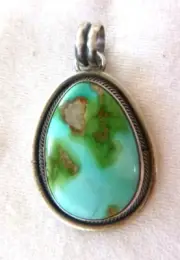 NWT Navajo Dave Skeets Sonoran Gold Turquoise Pendant 925 Sterling Silver 1.5"