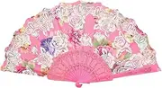 TJSCFY Lightweight Silk Folding Hand Fan Traditional Dance Accessory for Performances Outdoor Events Handheld Decoration Fan(Pink)