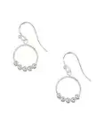Sterling Silver Fish hook Circle Openwork with Ball Earrings