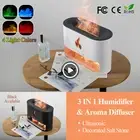 Ultrasonic Air Humidifier Fragrance Oil Aroma Diffuser LED Light Flame Volcano