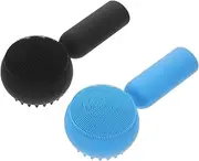 Beavorty 2pcs Silicone Face Brush Scrubbing Exfoliate Cleaning Exfoliant Cleaner Face Cleanser Face Wash Facial Cleansing Reusable Makeup Skin Scrubber Gentle Dual Pore Silica Gel