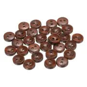 30pcs Wooden Sewing Button 10mm 2 Holes Round Craft Button Medium Brown