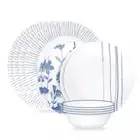 Corelle Botanical Stripes 12-piece Dinnerware Set For 4 Blue Floral Stripes NEW