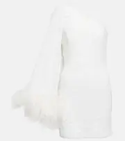 [Rebecca Vallance] Rebecca Vallance Davina feather-trimmed minidress UK 16 white
