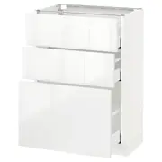 METOD base cabinet with 3 drawers, white Maximera/Ringhult white, 60x37x80 cm