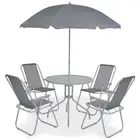 NNEVL 6 Piece Outdoor Dining Set Steel and Textilene Grey