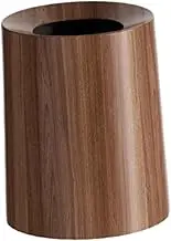 FytStycale Wood Grain Trash Can, Round Wastepaper Basket, Garbage Container, Trash Can, Waste Basket for Toilet, Living Room, Study, Kitchen, Dark Brown, 8L