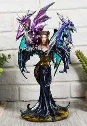 Ebros Khaleesi Mother of Dragons Statue 10.25" Tall Fairy with Two Dragons