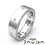 Round Diamond Mens Eternity Wedding Band Dome Pave Ring 18k White Gold 0.75 Ctw