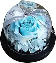 MAGICLULU Eternal Rose Decor Preserved Single Heart Shaped Glass Dome Rose Valentine Day Romantic Home Decoration Unique Rose Decor Loved Ones