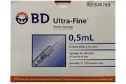 BD Ultra-Fine Insulin Syringe 0.5mL 29G x 12.7mm - Box/100 326769