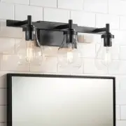 Danvers Modern Wall Light Black Hardwired 22 1/2" 3-Light Fixture Globe Glass