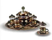 Turkish Copper Handmade Pure Copper Sugar Bowl Tea Set,Embroidered Teapot,Gifts