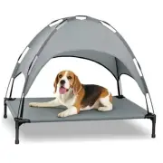 Elevated Dog Bed with Removable Canopy, Portable Dog Cot with Shade Tent,