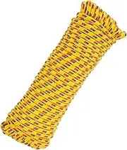 uxcell 3/8 Inch 100 Feet Polypropylene Rope,Solid Braided Utility Rope All Purpose Boat Marine Cord for Camping,Flag Pole,Clothesline,Outdoor,Yellow/Red/Blue