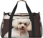 [STVYUKL] French Poodle Travel Duffel Bag Lightweight Waterproof Carry On Tote Bag Foldable Weekender Overnight Bags Sport Gym Bag For Women Men, Black, One Size